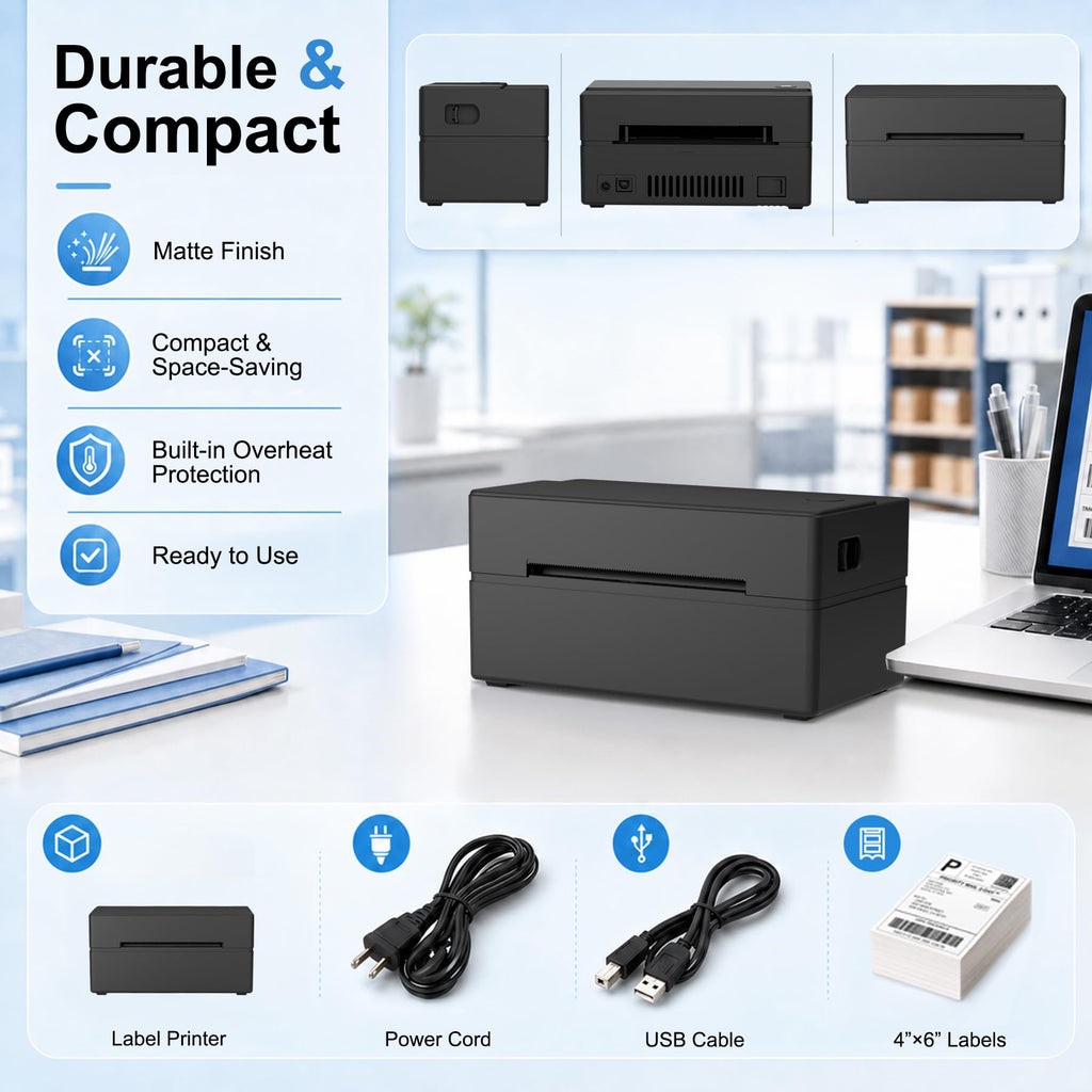 Thermal Shipping Label Printer 4x6 Bluetooth Label Maker for Small Business