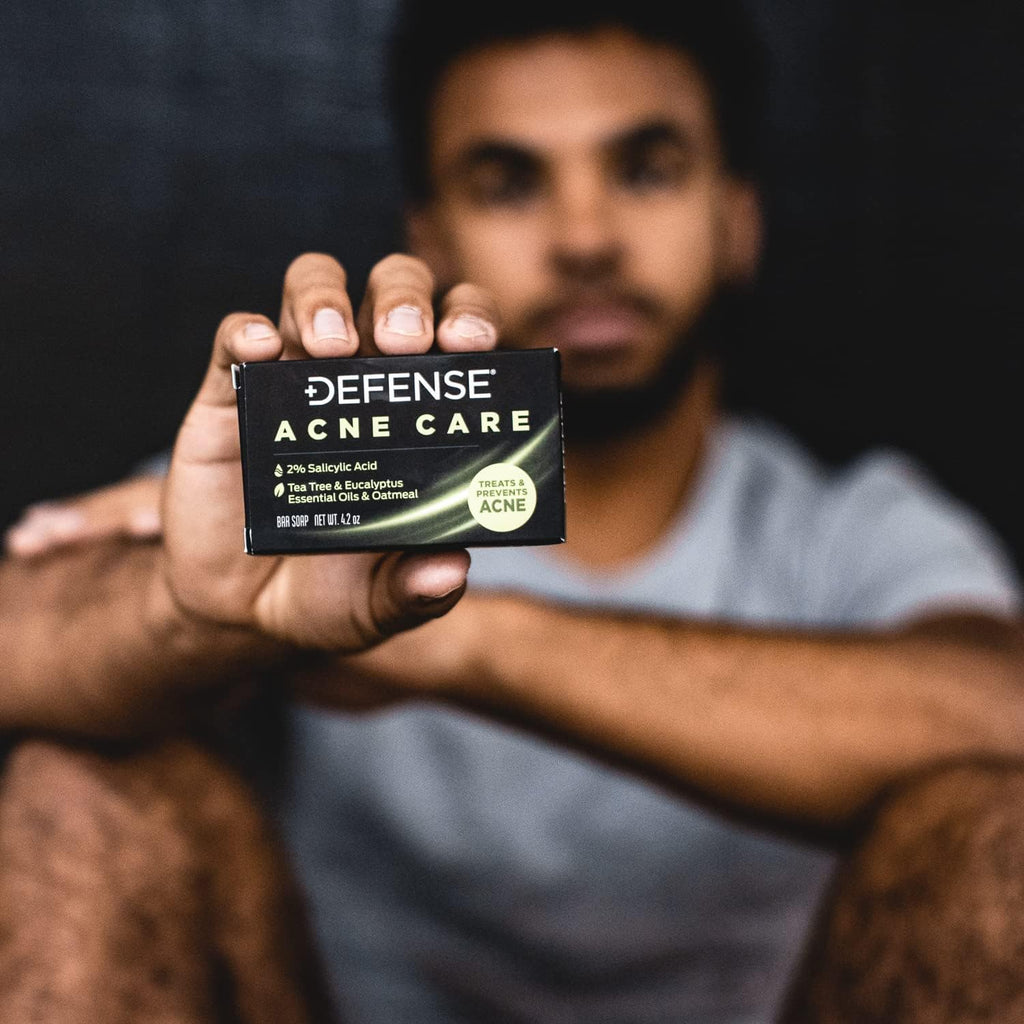 Defense Acne Care Bar Soap 4.2oz | contains 2% Salicylic Acid, Tea Tree & Eucalyptus Essential Oils & Oatmeal (Pack of 2)