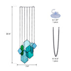 Rswardeleco Stained Glass Window Hanging, Crystal Suncatcher, Blue-Green