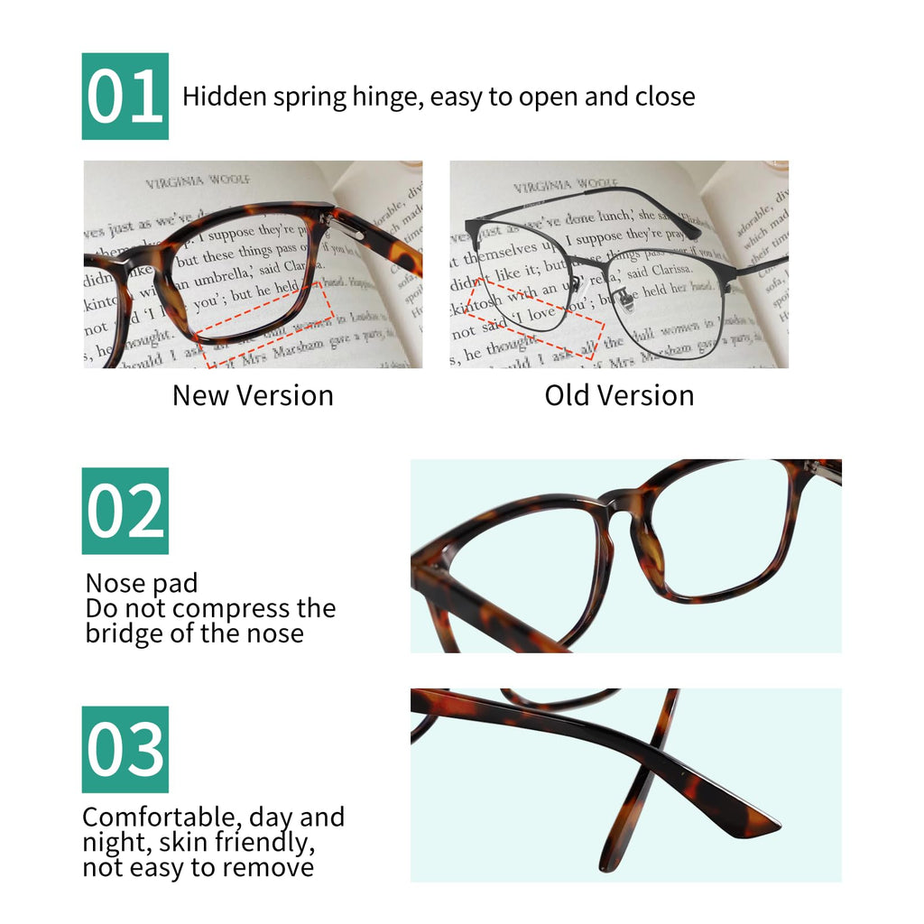 Lirbbur Progressive Multifocal Reading Glasses for Women Men, Anti Glare/Eyestrain Blue Light Blocking Computer Readers (3 Mix Color, 1.50, x)