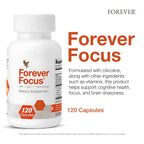 Forever Living - Forever Focus - Brain Clarity and Focus with Cognizin, Bacopa and Vitamins - for Students, Professionals and Seniors - 120 Capsule