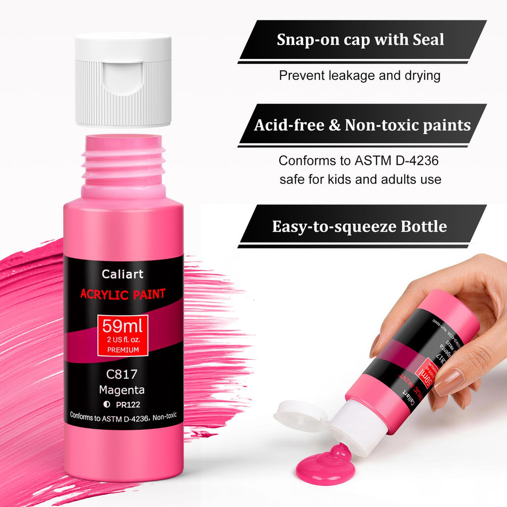 Caliart 36 Colors Acrylic Paint Set with 12 Brushes