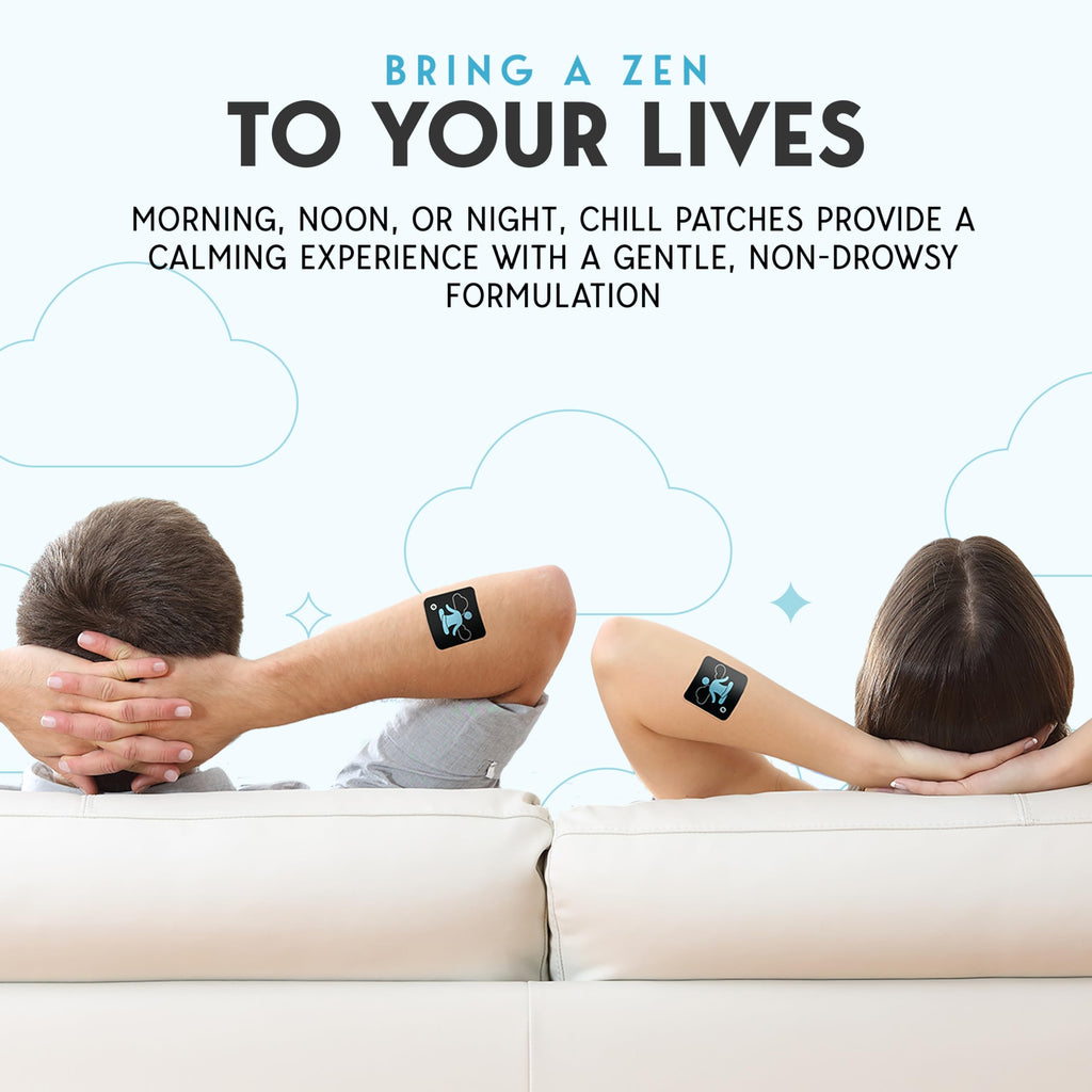 Klova Chill Patches with Clinically Proven Sensoril Ashwagandha, Rhodiola Rosea, Passion Flower, Ginger Root Extract, L-Theanine, GABA and Other Natural Ingredients to Help Destress, Unwind and Relax