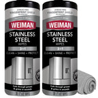 Weiman Stainless Steel Cleaner & Polish Kit, 2 Wipes & Cloth, Anti-Fingerprint, Removes Grease, Water Spots, Streaks & Residue, Polishing Cleaner Safe for Appliances, Chrome, Sinks & Grill Exteriors