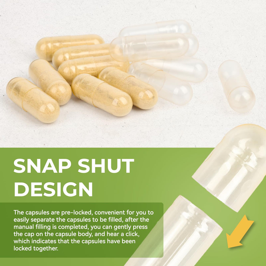 VGTPC Size 000 Empty Vegetarian Capsules, (500 Count) Vegan Clear Fillable Veggie Pill Capsules for DIY Supplement Filling