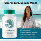 Cleartone Tinnitus Relief for Ringing Ears Capsules, Cleartone Ear Pills Supplement, Clear Tone Tinnitus Treatment, Calming Ear Ringing Relief - Maximum Strength, Cleartone Reviews (60 Capsules)