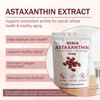 ZERIA Astaxanthin 12mg, Natural Microalgae Antioxidant for Eye, Skin & Immune Support - 150 Softgels