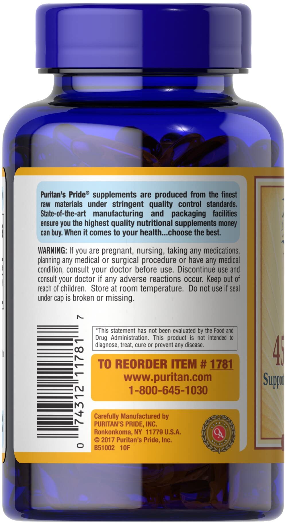 Puritan's Pride Vitamin E 450 Mg, Supports Immune Function, 100 Count