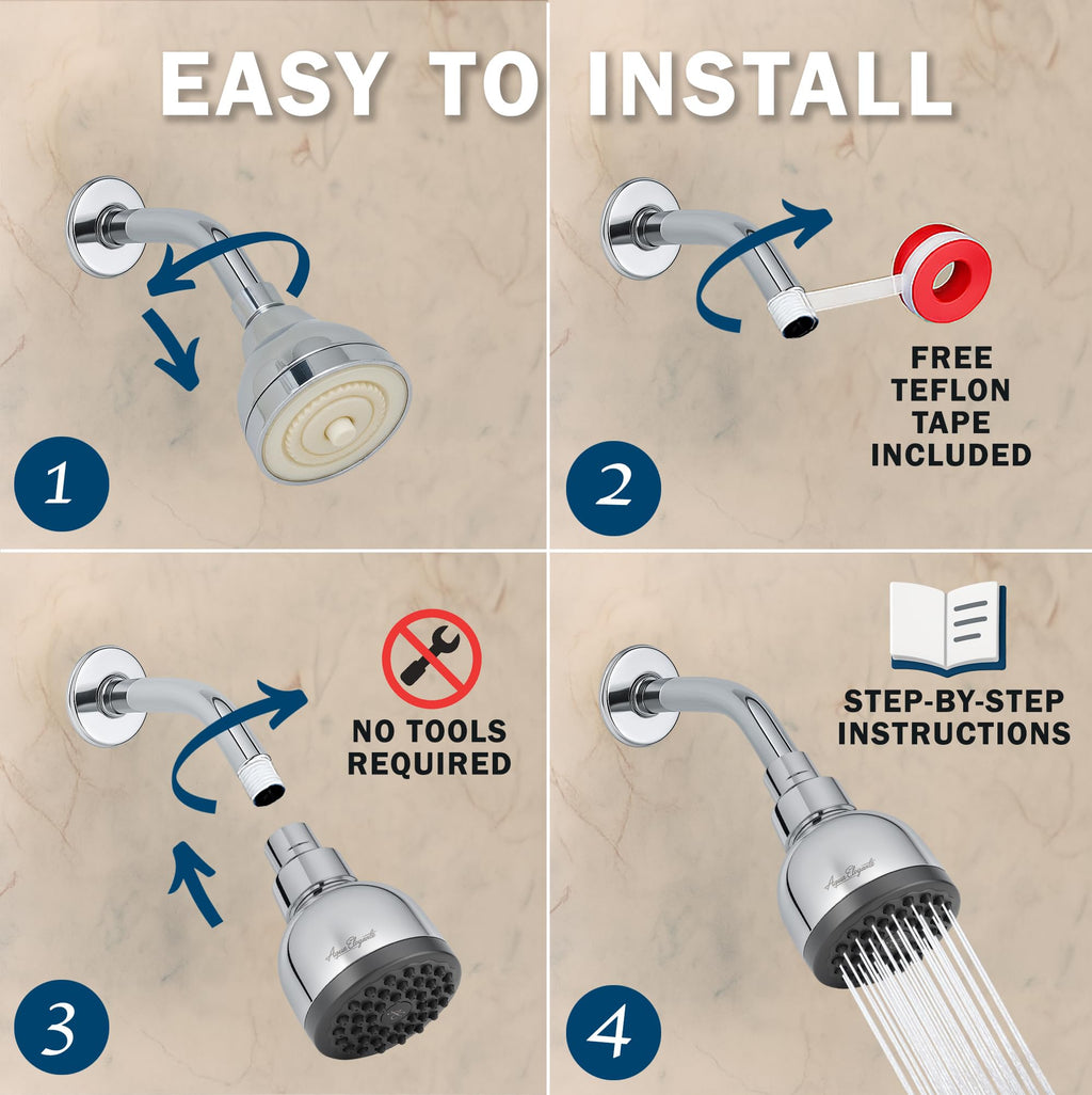 Aqua Elegante High Pressure Shower Head - Best 3 Inch Wall Mount Bathroom Showerhead For Boosting Low Flow With Anti-Clog Nozzles & Adjustable Brass Ball Joint - 1.8 GPM - Polished Chrome