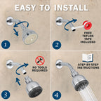 Aqua Elegante High Pressure Shower Head - Best 3 Inch Wall Mount Bathroom Showerhead For Boosting Low Flow With Anti-Clog Nozzles & Adjustable Brass Ball Joint - 1.8 GPM - Polished Chrome