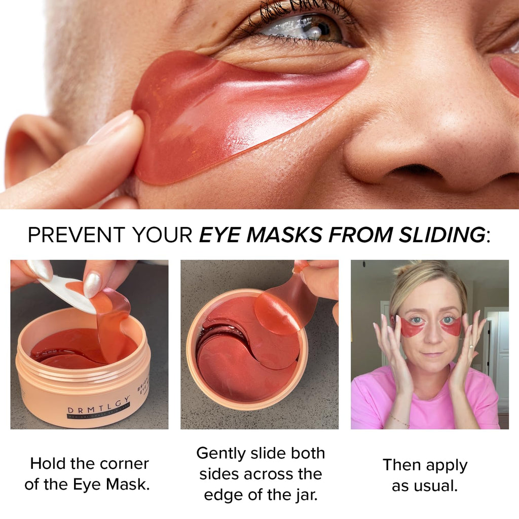 DRMTLGY Brightening Eye Masks – Biodegradable Hydrogel Under Eye Patches with Caffeine, Peptides, Hyaluronic Acid & Niacinamide – Depuff, Hydrate & Smooth Dark Circles – 2 Pack (60 Count Each)