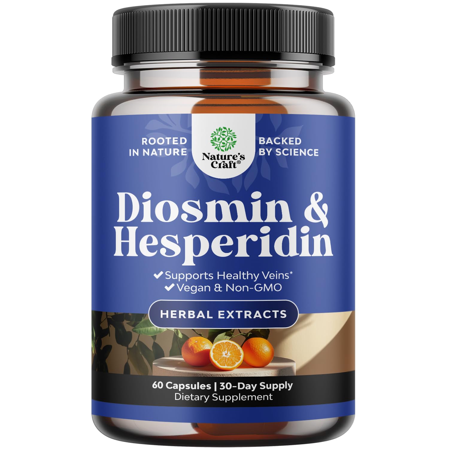 Diosmin Hesperidin 1000mg Complex for Adults - Bitter Orange Supplement for Varicose Veins Support, Leg & Feet Blood Health - Diosmin & Hesperidin Supplements from Citrus Aurantium - 60 Count