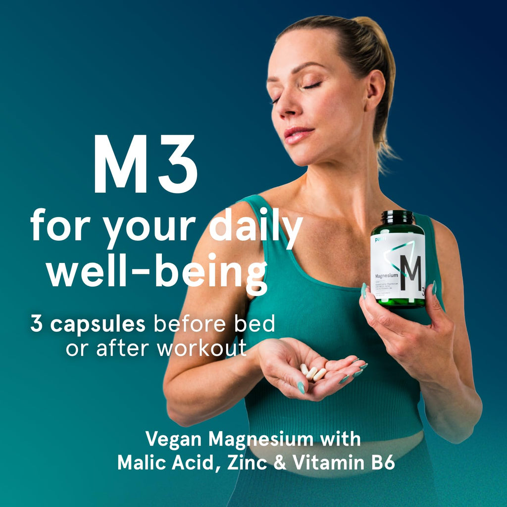 Puori Magnesium Complex Supplement - High Absorption Magnesium Taurinate & Gluconate, Zinc, Vitamin B6 & Malic Acid for Sleep Support, Immune & Bone Health & Muscle Recovery - 240 Vegan Capsules