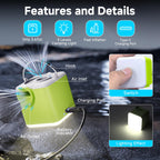 Portable Air Pump for Inflatables, 4.5kPa Mini Air Mattress Pump with Camping Light, 2400mAh Battery Rechargeable Air Pump for Pool Floats, Sleeping Pads, Swimming Ring, Vacuum Storage Bags, Green
