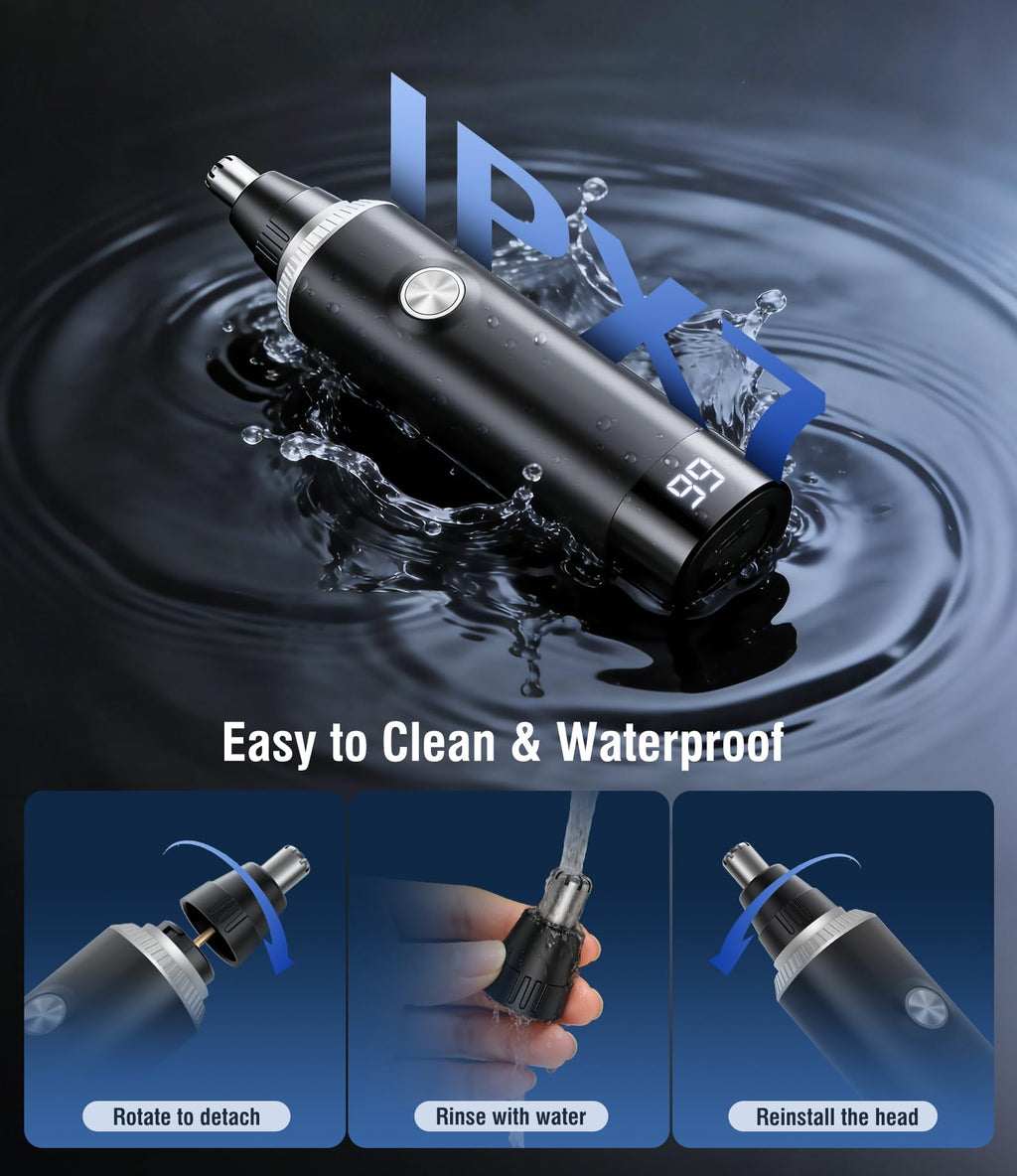 Nose Hair Trimmer for Men, 3-in-1 Rechargeable Nose & Facial Hair Trimmer