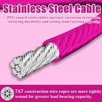 VIVBOO Stainless Steel Cable & Wire Rope 3/16" Vinyl Coated Steel Cable 50ft/100ft/150ft/200ft Length Ideal String Light Cable