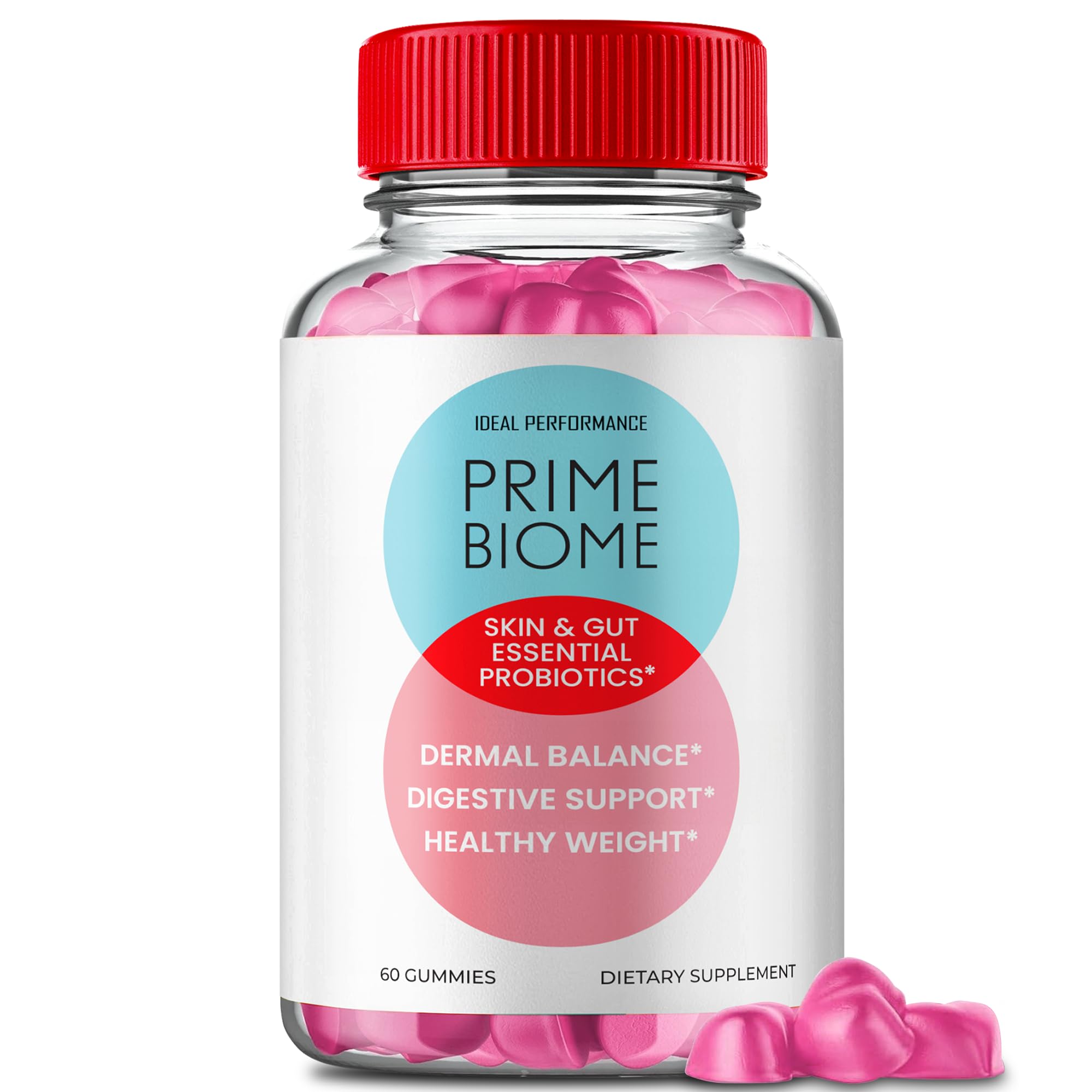 IDEAL PERFORMANCE Prime Biome Gummies, Prime Biome for Gut and Skin Probiotic Gummy, Prime Biome Gummies Reviews, Prime Biome Skin and Gut Reviews (60 Gummies)