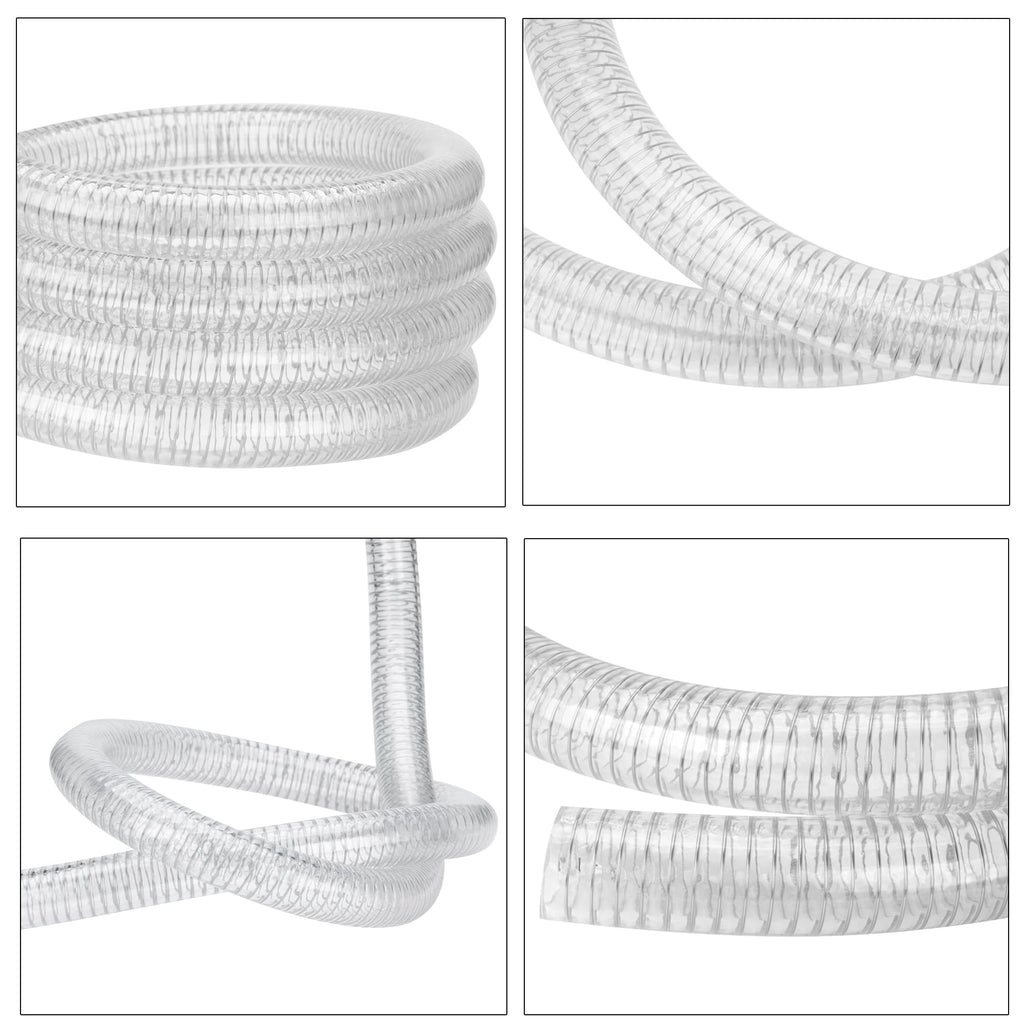 1"id-25ft PVC Reinforced Tubing Steel Wire Suction Flexible Hose Vinyl Tubing Heavy Duty PVC Vacuum Hose Drain Fuel Oil Gas Water for Marine Bilge Pump Pond Spa