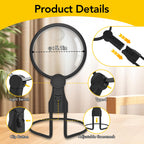 2500mAh Magnifying Glass with Light, 5X/10X Hands Free Magnifier for Reading, Sewing, Knitting, Cross Stitch & Crafts, Lighted Magnifier for Seniors & Low Vision