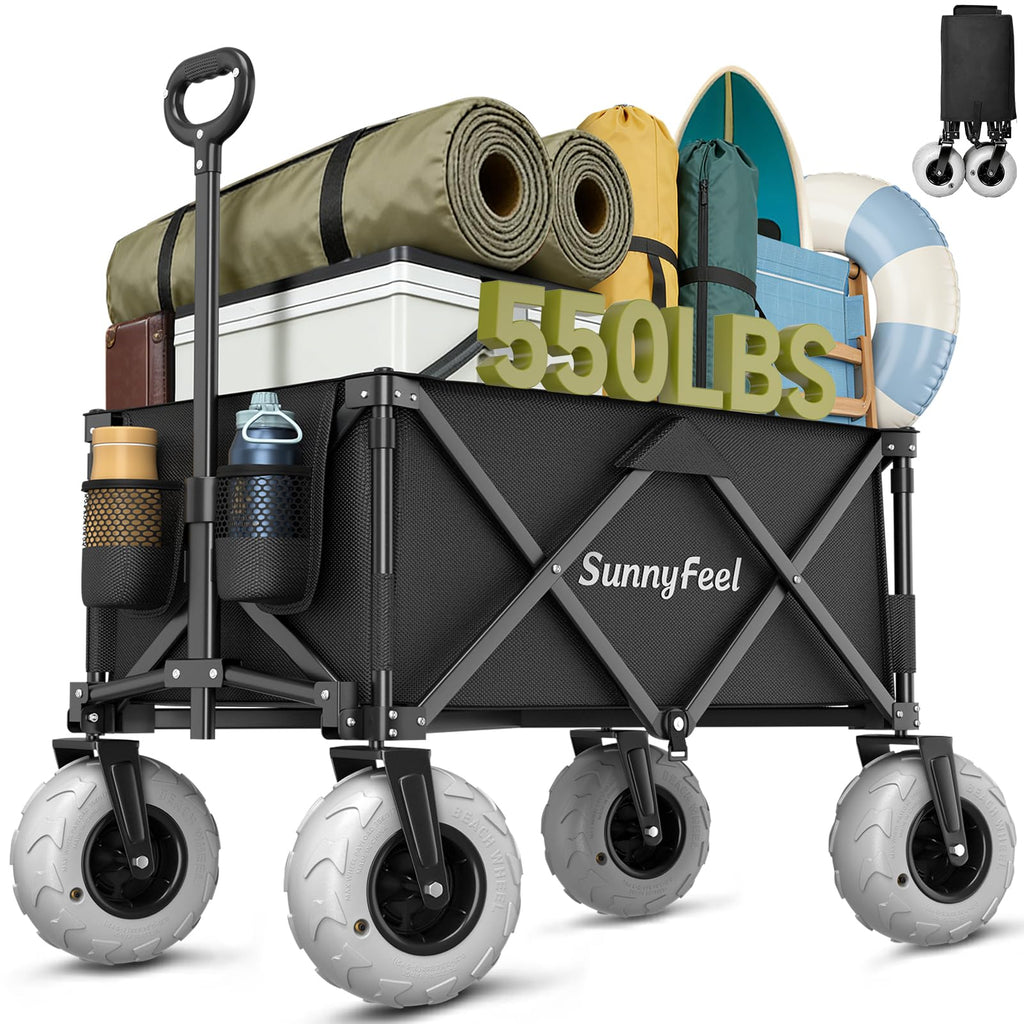 SUNNYFEEL 550LBS Beach Wagon with Big Wheels for Sand - 200L Heavy Duty