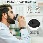 Dealusy 100 Pack 12 oz Disposable Coffee Cups with Lids and Sleeves, Sturdy Thick Paper & Leak-free Insulated to Go Paper Hot Coffee Cups for Hot & Cold Beverage
