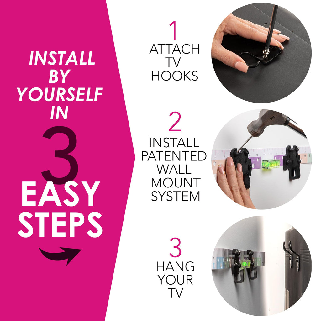HangSmart TV® Wall Mount NO Stud - Original & Patented Easy Install, DIY for 19-100" TVs, Holds Up to 150LBS, Fits Most LED LCD Flat Screens & Monitors, Includes Hardware