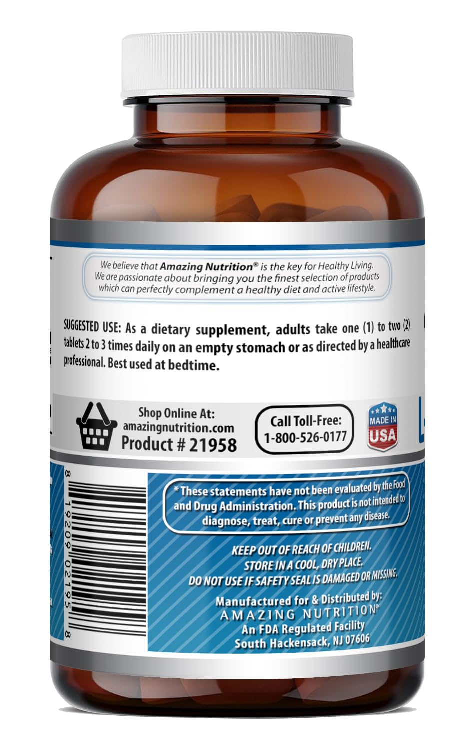 Amazing Formulas L-Tryptophan 1000mg Tablets Supplement | Non-GMO | Gluten Free | Made in USA (120 Count)
