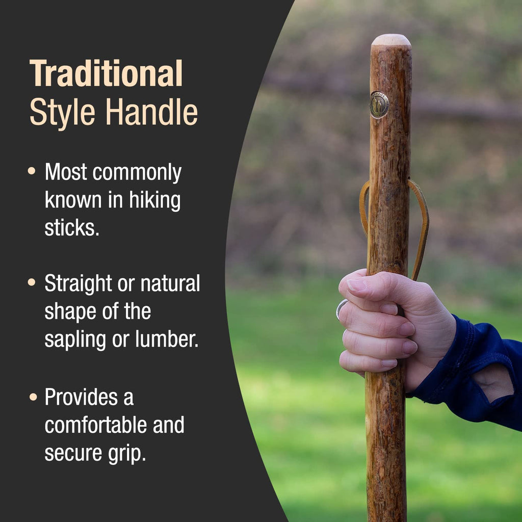 Brazos Rustic Wood Walking Stick, Hardwood, Traditional Style Handle, for Men & Women, Made in The USA, 48"