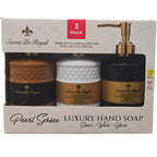 Savon De Royal Luxury Pack of 3 Liquid Hand Soap, Jasmine/Musk Vanilla/Vanilla Orange Bathroom Soap Hand Wash Refillable Bottle Gift 50.7 Fl Oz