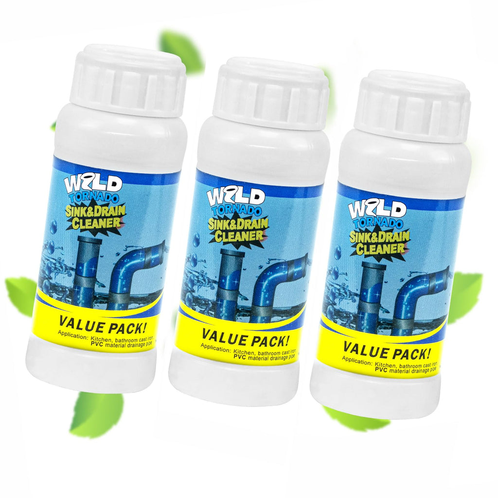GARINOM Drain Cleaner Powder, Wild Tornado Sink and Drain Cleaner Powerful Pipeline Dredging Agent, Kitchen Unblocker, Powder for Kitchen Toilet（3Pcs）