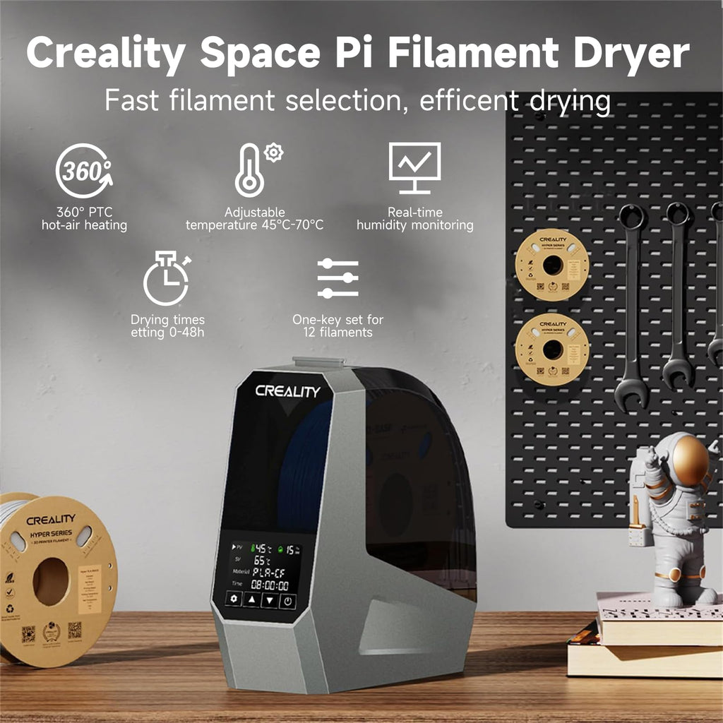 2026 New Official CREALITY Space Pi Filament Dryer, 360° 110W PTC Hot-Air Heating 3D Printer Filament Dryer Box with Fan, Upgraded Filament Dehydrator Storage for PLA ABS PETG PA Filament 1.75 2.85mm