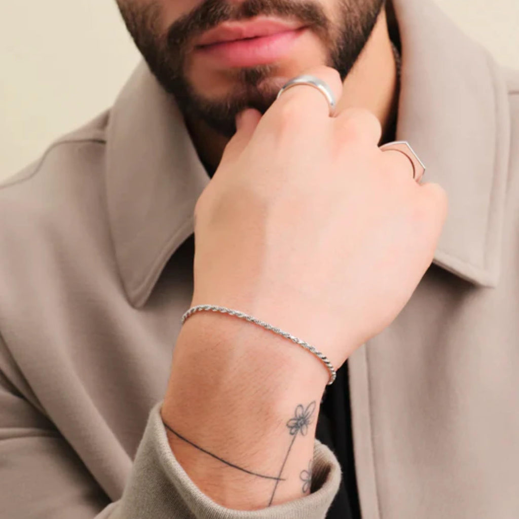925 Sterling Silver Rope Chain Bracelet 2mm Silver Bracelet for Men Women
