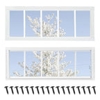 NOTASA Shed Windows 2 Pack, Fixed Transom Windows 10" x 29" with Tempered Glass, Garage Doors Window for Shed, Chicken Coop, Playhouse, Household (White)