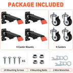 SPACEKEEPER Workbench Casters kit 660 Lbs - Retractable Casters Heavy Duty Bench Caster Wheels Designed for Workbenches Machinery & Tables, 4 Pack