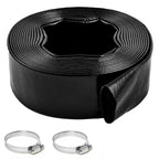 Gonioa Pool Backwash Hose 1 1/2 Inch Diameter x 25 Feet - Heavy-Duty PVC Pool Drain Hose, Reinforced Discharge Hose with Clamp for Swimming Pools, Black