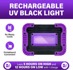 Rechargeable Black Light, Battery Powered Blacklight, Cordless 395nm Ultraviolet Flood Light for Neon Glow Party,Halloween,Body Paint,2 Packs
