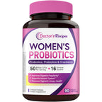 Doctor's Recipes Women's Probiotic, 90 Caps 50 Billion CFU 16 Strains, with Organic Cranberry, Shelf Stable, Delayed Release, No Soy Gluten Dairy