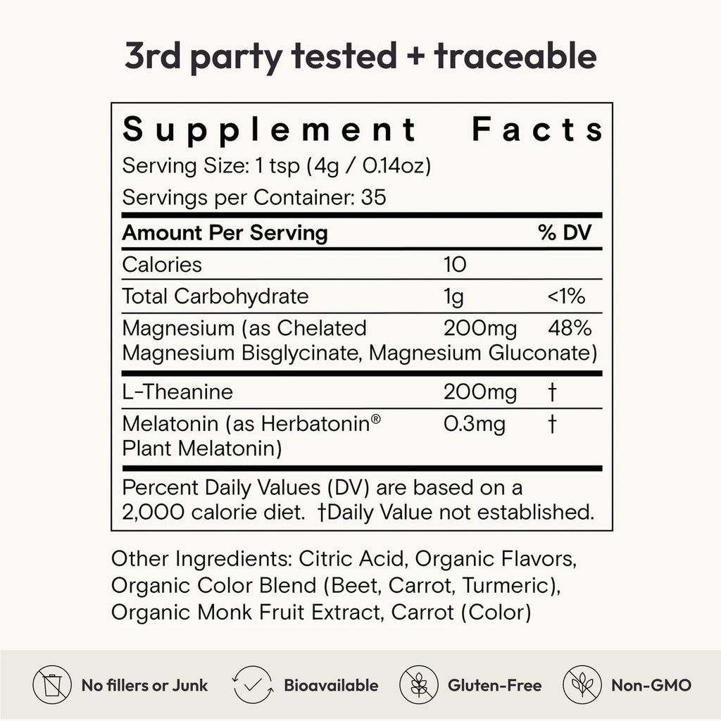 Moon Juice Sleepy Magnesi-Om - Magnesium Sleep Supplement Powder with L-Theanine & Plant-Based, Low Dose Melatonin, Sugar-Free Bedtime Drink Mix for Deep Sleep w/o Grogginess, Cherry, 35 Servings
