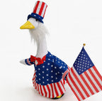 Flying Childhood 4th of July Porch Goose Outfit, 23’’ Lawn Goose Statue Uncle Sam Patriotic Geese Costume, Independence Day Yard Goose Clothes for Garden Patio US 250th Anniversary Decoration