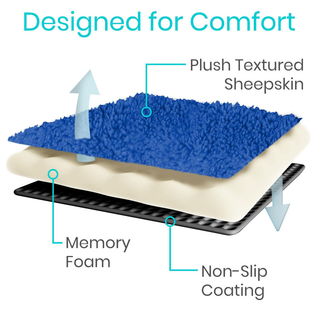 Vive Office Chair Armrest Pads (2 PCS) - Memory Foam Wheelchair Sheepskin Accessories Pads for Transport Electric Wheel Chair Arm Rests - for Adults, Seniors, Handicapped - Soft Support Cushion