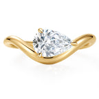 ASHINE 14K Gold Plated Teardrop Solitaire Engagement Ring for Women, Chunky Wavy Cubic Zirconia Wedding Band & Promise Rings for Her Pinky Ring (Gold 5)