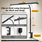 LED Desk Lamp for Office Home, Stepless Dimming Architect Desk Light with DC Adapter, Eye-Caring Desk Lamp with Clamp, 25 Lighting Modes Adjustable 14.8in Flexible Gooseneck for Workbench, Drafting