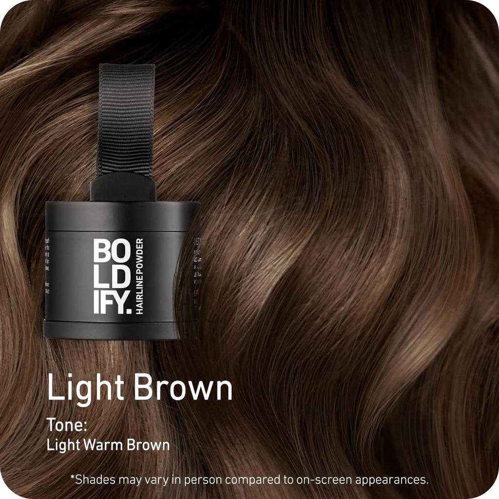 Boldify Hairline Powder, Root Touch Up Hair Color Light Brown 4g