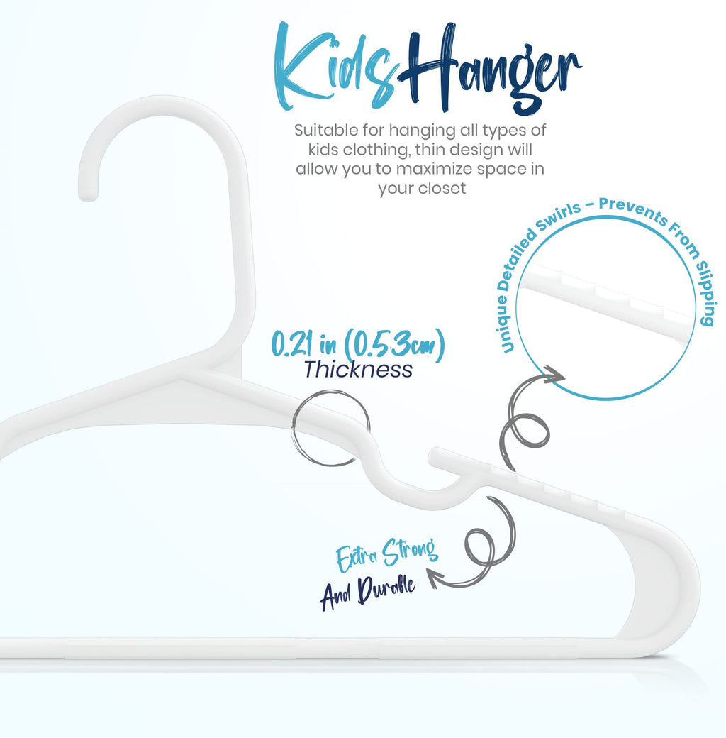Utopia Home Kids Hangers 60 Pack – 11.5 Inch Baby Closet Hangers White