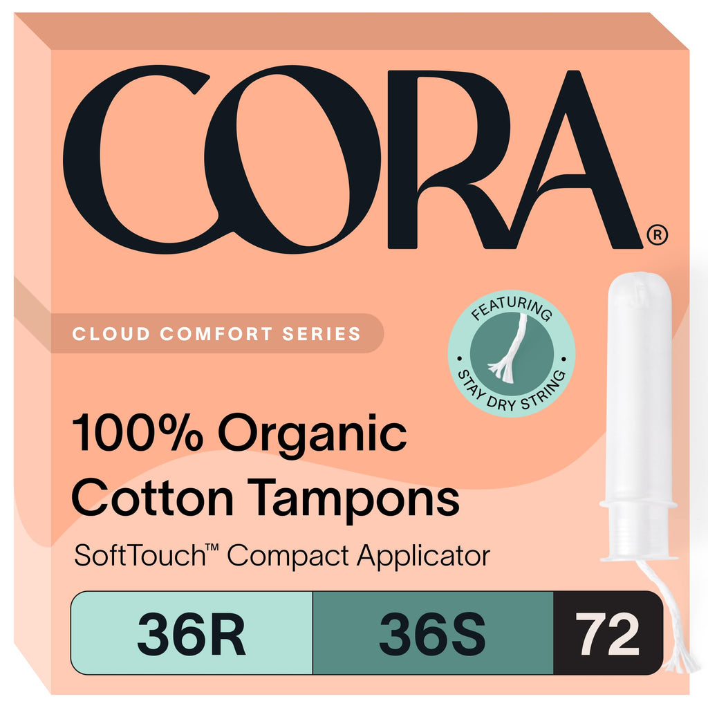 Cora Organic Cotton Tampons Multipack (36 Regular, 36 Super Tampons)