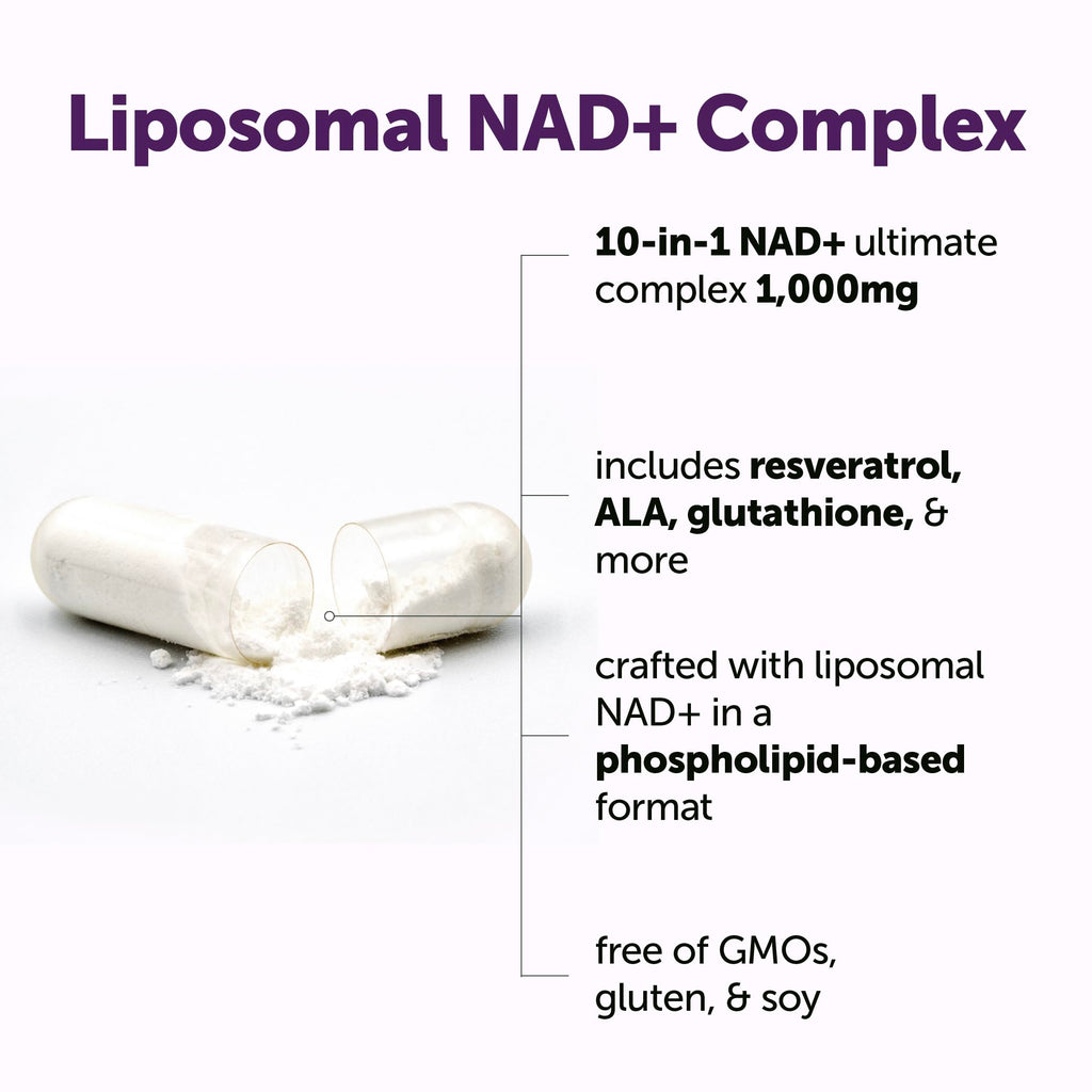 Micro Ingredients Liposomal NAD+ Ultimate Complex 1,000mg | 120 Veggie Capsules | NMN Pathway Formula | 10-in-1 with Resveratrol, Glutathione, & Astaxanthin | NAD Supplement for Women & Men