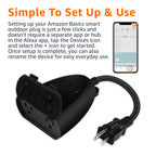 Amazon Basics Outdoor Smart Plug with 2 Individually Controlled Outlets, Works with Alexa Only, Voice Control, Weather Resistant, 2.4 GHz Wi-Fi, No Hub Required, Black