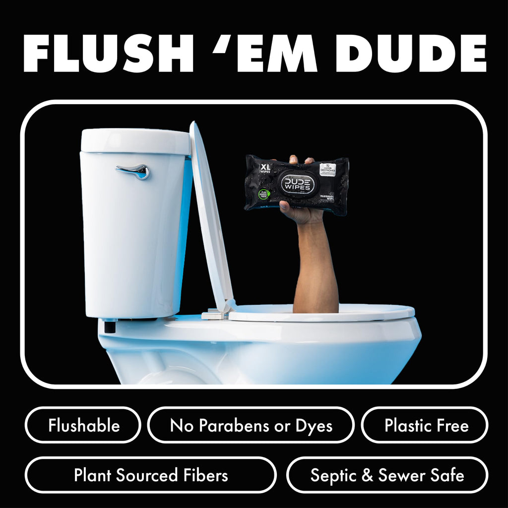 DUDE Wipes Odor Destroyer Flushable Wipes - Extra-Large Adult Wet Wipes - 6 Pack (288 Count) - Deodorizing, Lightly Scented, Controls Odor for up to 24 Hours - Septic and Sewer Safe