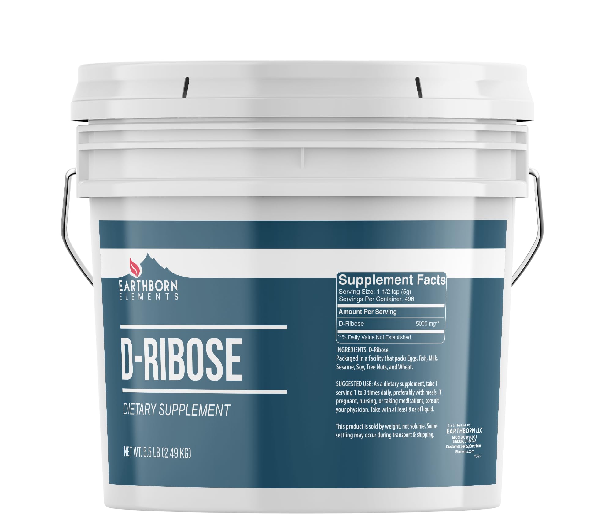 Earthborn Elements D-Ribose 1 Gallon, Pure & Undiluted, Dietary Supplement
