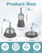 WENORA 10 Pcs Wire Brush for Drill, Coarse Carbon Steel Crimping Wire Wheel